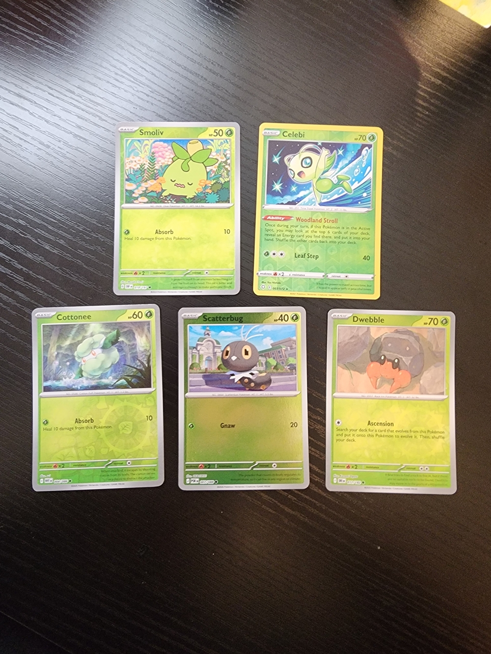 Grass-Type Pokémon Reverse Holo Card Lot – 5 Cards